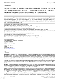 Implementation of an Electronic Mental Health Platform for Youth and Young Adults in a School Context Across Alberta, Canada (Jan. 2024)